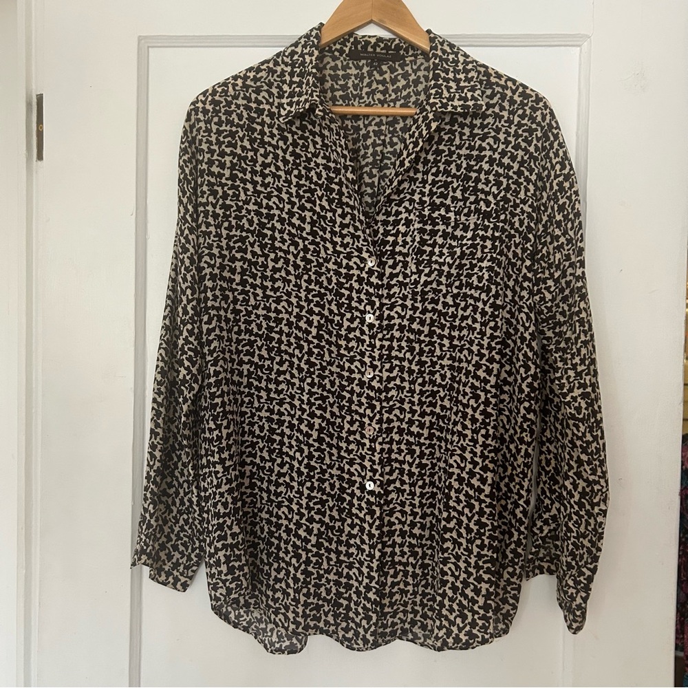 Walter Voulaz 100% Silk Blouse Made in Italy | Abstract Print 42 (M/L)